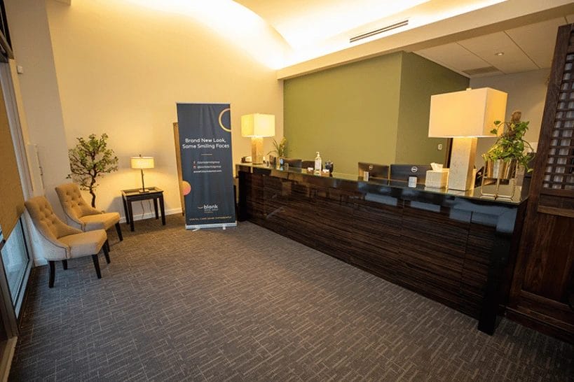 Warm and welcoming dental office front desk area